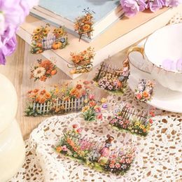 Gift Wrap 20 Pcs INS Stickers Book Vintage Log Cabin Garden Fence Decorative Handmade Scrapbooking Material Diary Craft Supplies