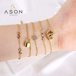 Ason trendy stainless steel gold plated women charm bracelets bulk friendship bracelet fashion jewelry bracelets bangles