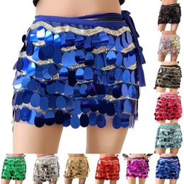 Skirts Sexy Shiny Sequin Skirt Sparkly Lace-Up Waist Adjustable Mini Sparkle Glitters Faldas Bellydance Costume Show Accessories