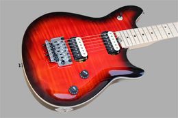 Factory Custom Red&Black Electric Guitar with Floyd Rose,Maple Fretboard,Flame Maple Veneer,Can be Customised as request