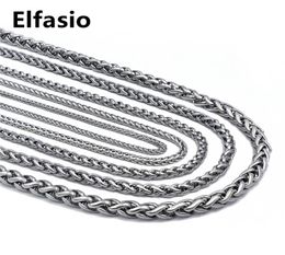 Customised Length 34568mm Wide Mens Chain Necklace Wheat Link Silver Tone Stainless Steel Fashion Jewellery 16quot36quot5117858