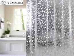 Plastic PVC 3d Waterproof Shower Curtain Transparent White Clear Bathroom Anti Mildew Translucent Bath Curtain With 12 PCS Hooks L2205876