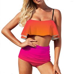 Women's Swimwear Print Bikini Swimsuit Sexy Sunset Color Set Women 2 Pieces Fitness Pattern Bathing Suit Plus Size