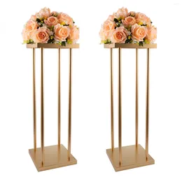 Candle Holders Wedding Flower Stand Set Of 2 Metal 23.52 Inches Gold Tall Floor Vase Column Centrepieces For Tables Christmas Decorations