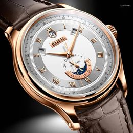 Wristwatches Switzerland HAZEAL Automatic Mechanical Sapphire Men's Watches Multi-function Waterproof Moon Phase Clock 682101