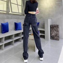 Women's Jeans Ladies Vintage Soft Women American Street Fashion Leisure Denim Trousers Clothing BLACK Loose Straight Pants