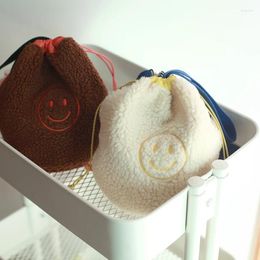 Storage Bags Korean Shopping Bag Polar Fleece Kids Shoulder Organiser Small Stuff Pouch Draw String Organisation