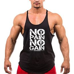 Bodybuilding Stringer Tank Tops Men Anime funny summer Clothing No Pain No Gain vest Fitness clothing Cotton gym singlets 240511