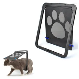 Cat Carriers Dog Door Flap Gate For Puppy Kitten Safe Lockable Cats Pet 4 Way Magnetic Screen Window ABS Plastic