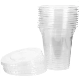 Disposable Cups Straws 10 Pcs Drinking Glass Set Clear With Lids Plastic Beverage The Pet Juice Coffee