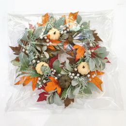 Decorative Flowers Artificial Christmas Wreath Decorations Thanksgiving Hydrangea Pumpkins Ranunculus For Front Door Hanging Ornament