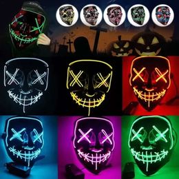 Mask Up Funny LED Light Halloween The Purge Election Year Great Festival Cosplay Costume Supplies Party Masks 0423 s