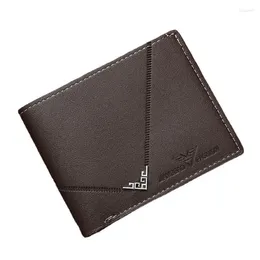 Wallets Rilibegan Men's PU Wallet Short Money Clip Young Men Simple Fashion Multi-card Litchi Pattern Cross Splicing Leather Walle