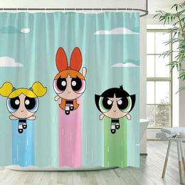 Shower Curtains PowerPuffS Girls For Bathroom Accessories Folding Partition European Curtain Sets Full Set Bath Luxury