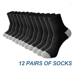 Men's Socks 6/12 Pairs Cotton Running Crew Middle Tube High Quality Casual Breathable Sports For Men And Women Soft Sock