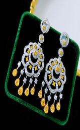 Vintage 925 sterling silver Dangle Earring Lab Topaz Diamond Party Wedding Drop Earrings for Women Bridal Charm Jewelry Gift3551106