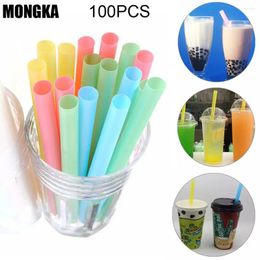 Disposable Cups Straws Multi Colors Jumbo Wide Boba & Smoothie BPA FREE Food-Grade Plastic For Bubble Tea