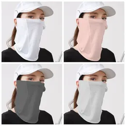 Scarves Solid Color Silk Mask Sun Proof Bib UV Protection Neck Wrap Cover Hanging Ear Summer Face Sunscreen Scarf