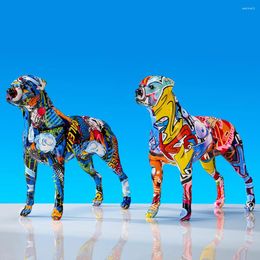 Decorative Figurines Creative Colourful Art Animal Rottweiler Resin Crafts Home Decoration Colour Modern Simple Decoracion Hogar Moderno