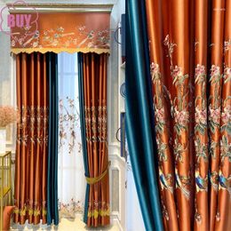 Curtain Customised Chinese Embroidered Window Screen Orange Red Patched Curtains For Living Room Bedroom French Balcony