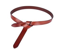 Non perforated womens belt luxury designers creative belt simple matching dress shirt suit waist knot leather belt2777896