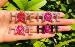 Charms 5pcs HOPE Word For Women Bracelet Necklace Letters Pendant Pink Ribbon Breast Cancer Awareness Jewelry Making Supply DIYCha5251323