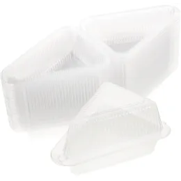 Dinnerware 100 Sets Triangular Cake Box Clear Holder Sandwich Lunch Baking Boxes Containers Triangle The Pet Packing Supply