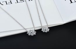 S925 silver flower pendant necklace stud earring with sparkly diamonds in two size and platinum color for women wedding jewelry gi2714817