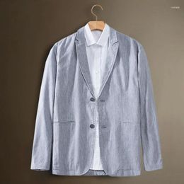 Men's Suits Cotton Linen Blazer Jacket Men Spring Autumn Loose Casual Suit Business Single Thin Summer Man High Quality