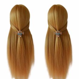 Mannequin Heads 100% high-temperature Fibre optic blonde hair human model head training used for braid haircuts models and doll heads with clips Q2405101