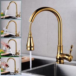 Kitchen Faucets Black Brass Faucet Cold And Mixer Pull Out Two Functions Deck Mounted Tap With Free Hose Gold Chrome Antique