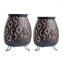 Candle Holders Retro Black Gold Hollow Carved Holder Made Old Craft Lantern For Night Light Indoor Home Decorations CNIM