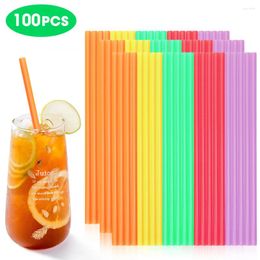Disposable Cups Straws 100Pcs Colorful Plastic Drinking Long Flexible For Wedding Birthday Party Creative Kitchen Accessories