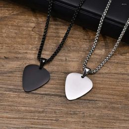 Chains Creative Unique Guitar Pick Necklace For Men Boys Titanium Steel Heart Picks Pendant Collar To Music-Lovers Gifts Jewellery