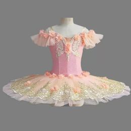 Flower Professional Ballet Tutu White Swan Lake Platter Tutu Romantic Ballerina Party Dance Costume Balett Dress Girl Women 240510