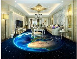 Wallpapers 3d Flooring Earth Sky Living Room Floor Pvc Self-adhesive Wallpaper Painting