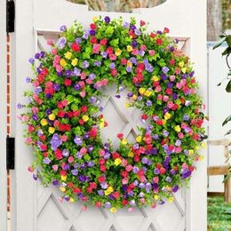 Decorative Flowers Colorful Spring Summer Wreath Artificial Flower For Door Wall Window Decor Holiday Festival Party Wedding Decoration