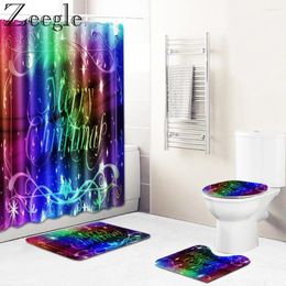 Bath Mats Zeegle Merry Christmas Shower Curtain Bathroom Absorbent Toilet Rug Foot Mat Non-slip Washable Set