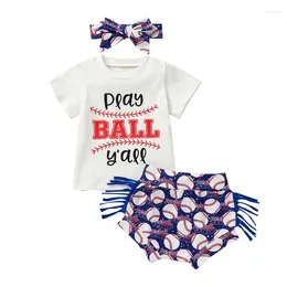 Clothing Sets Born Infant Baby Girl My 1st 4th Of July Outfits Independence Day Embroidery Print Romper Shorts Set