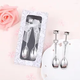 Party Favour Creative Wedding Souvenirs A Couple Aluminium Alloy Coffee Spoon Set With Gift Box LX8797