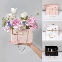 Gift Wrap Portable Rose Flower Packing Box Florist Floral Bouquet Wrapping Paper Bag With Handle Wedding Party Gifts Storage Tote Handbag