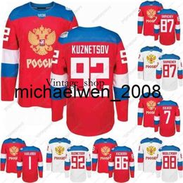 Vin Weng World Cup Team Russia Hockey Jersey WCH 86 Kucherov 87 Shipachev 9 Orlov 7 Kulikov 1 Varlamov 92 Kuznetson 77 Telegin Ice Hockey Jersey