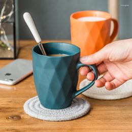 Mugs Simple Ceramics Coffee With Lid Spoon Drinkware Office Drinking Tea Fruit Juice Cups Porcelain Breakfast Milk Cup Colourful