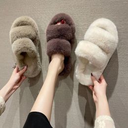 Slippers Fashionable Woolen Women Wear 2024 Korean Version Of Thick-soled Shoes Autumn And Winter Household Cotton