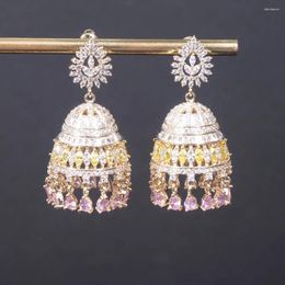 Dangle Earrings Luxury Waterdrop Flower Lantern Tassel Earring For Women Wedding Cubic Zirconia Dubai Bridal Costume Jewelry A19591