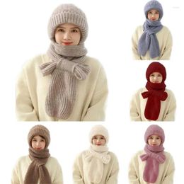 Bandanas Knitted Hooded Scarf For Women Autumn Winter Cold Protection Warm Hat Windproof Ear Hats Skullie Caps