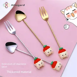 Forks Stainless Steel Tableware Cartoon Animal Shape No Dirt Easy Cleaning Mirror Polished Blunting Tip Kitchen Gadgets Cute Simple