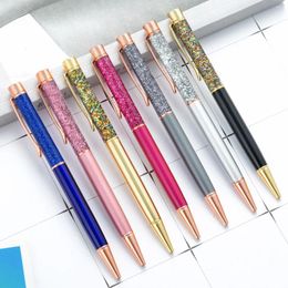 Piece Lytwtw's Ballpoint Pen Oil Metal Office School Supplies Stationery Spinning Rose Gold Gift Cute Clip Glitter