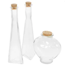 Storage Bottles 3 Pcs Souvenir Sand Decorative Bottle Glass Jar Lids Table Wishing Adornment Drift Transparent Ceremony Wedding Set