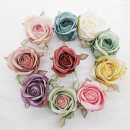 Decorative Flowers 10PCS 5CM Vintage Artificial Roses Flower Head DIY Handmade Wedding Bouquet Garland Birthday Party Gift Decoration Fake